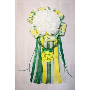Lemon "Stay Sweet" Homecoming Mum – Green & Yellow Citrus School Mum